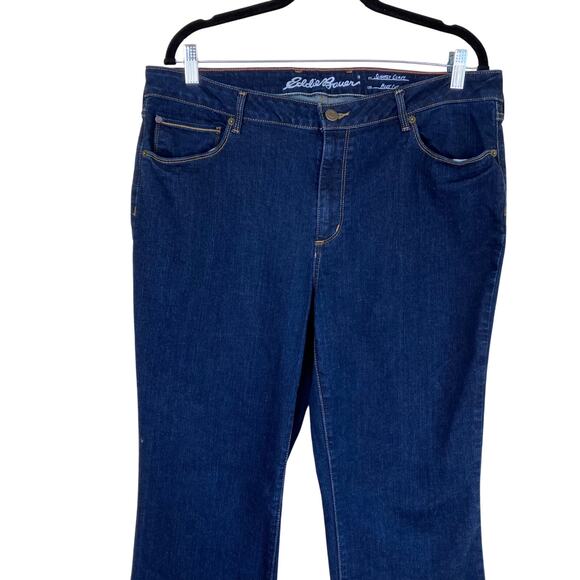 Eddie Bauer Sz 16 Tall Slightly Curvy Bootcut Jeans Dark Wash Stretchy Casual - Picture 3 of 16